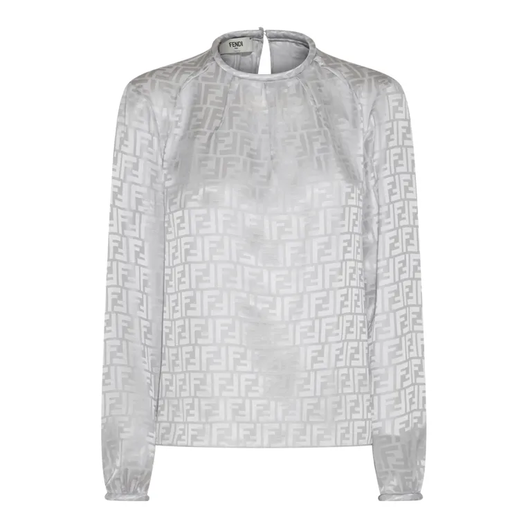 FENDI  |Monogram Casual Style Silk Long Sleeves Plain Office Style