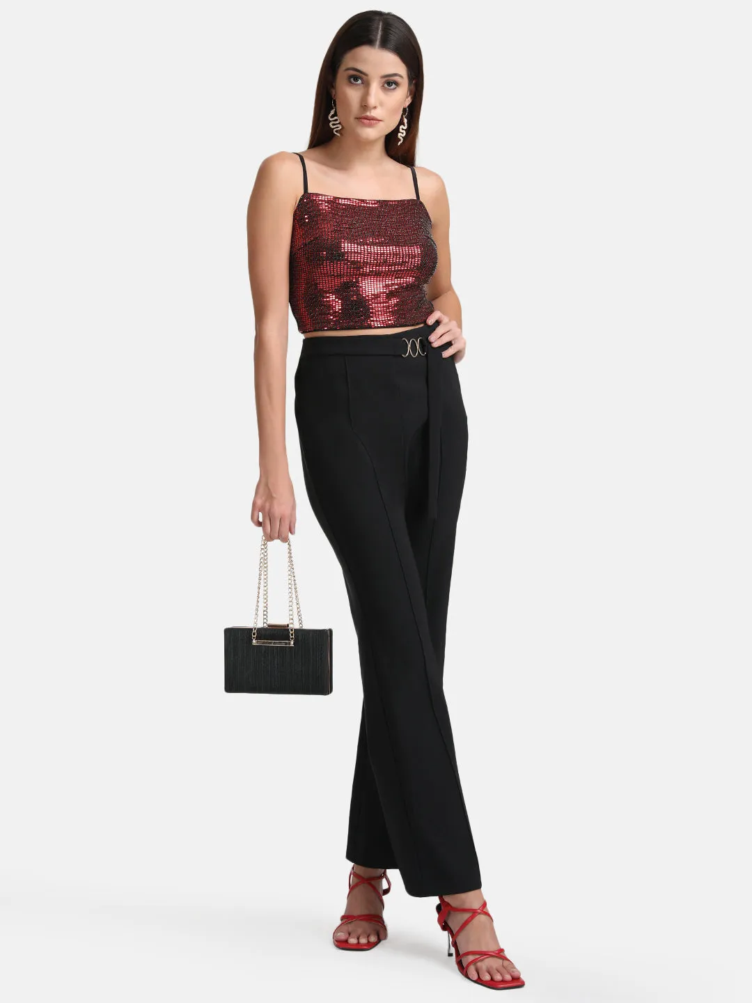 Flared Trousers With  Belt