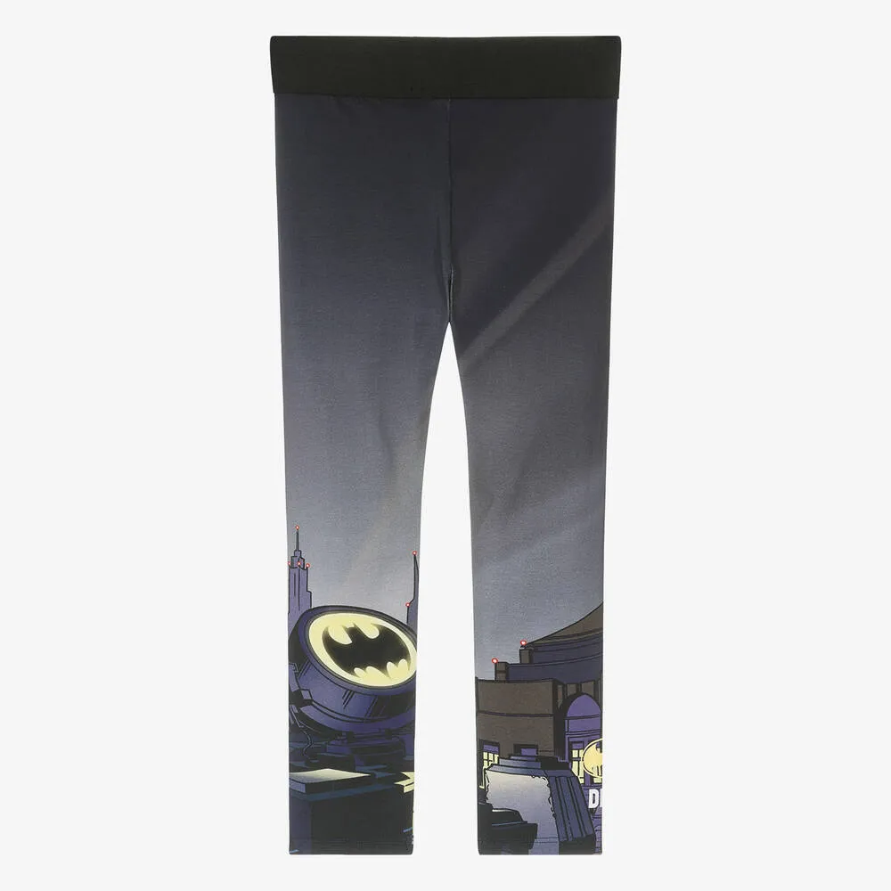 Girls Blue Cotton Batman Leggings