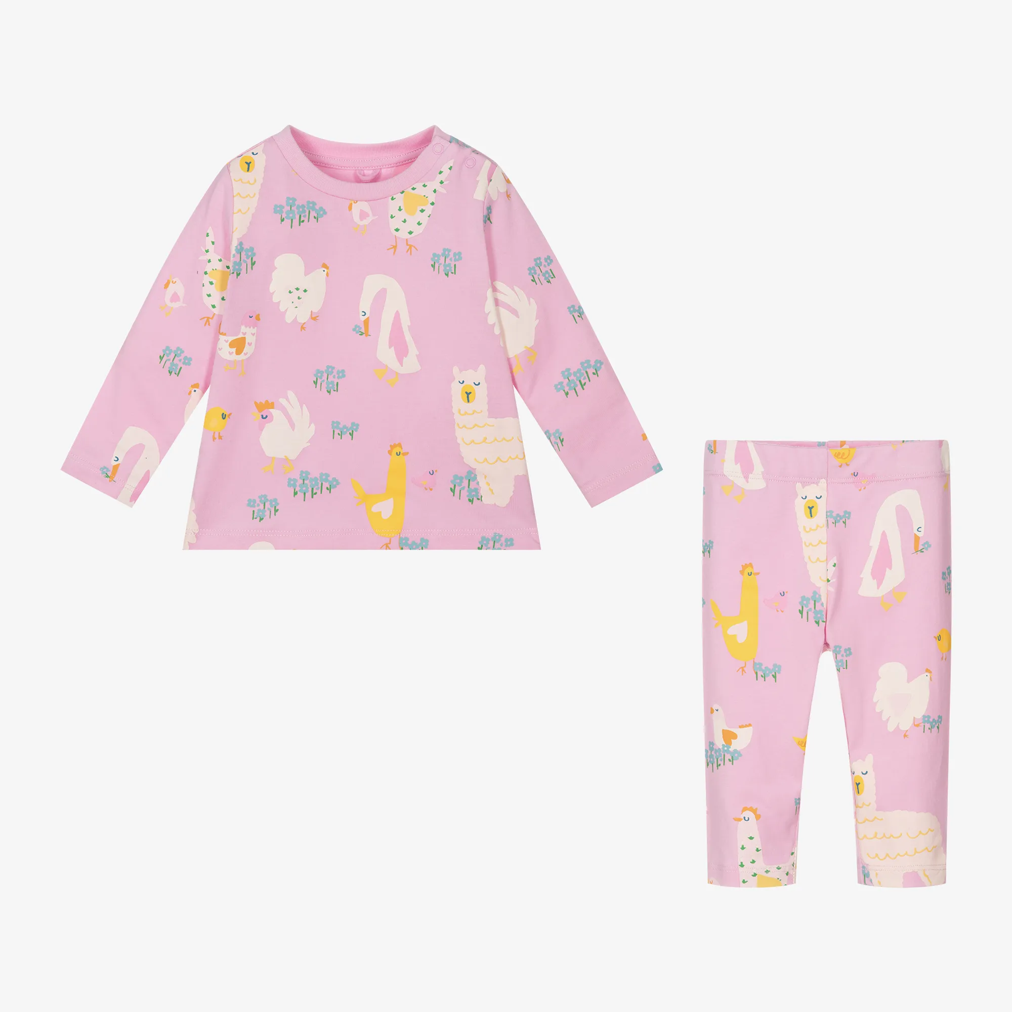 Girls Pink Animal Leggings Set