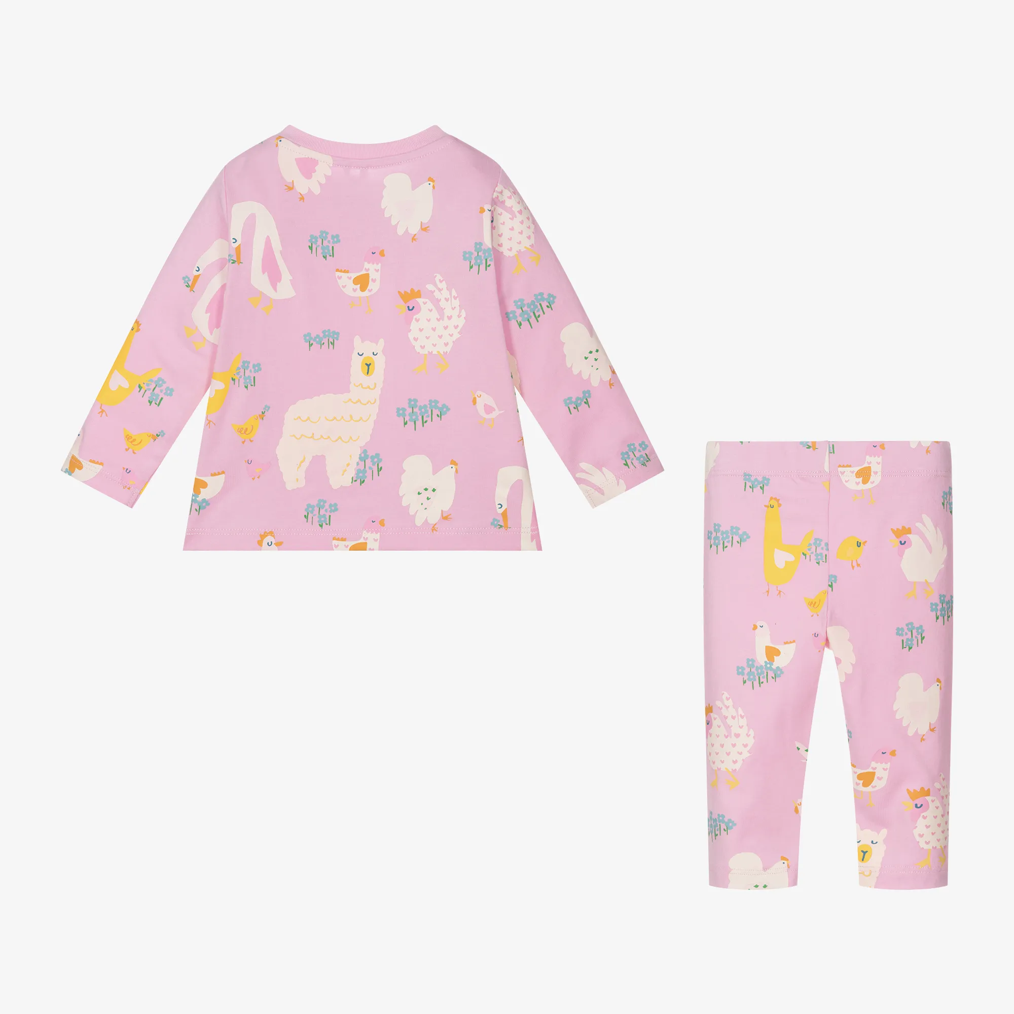 Girls Pink Animal Leggings Set