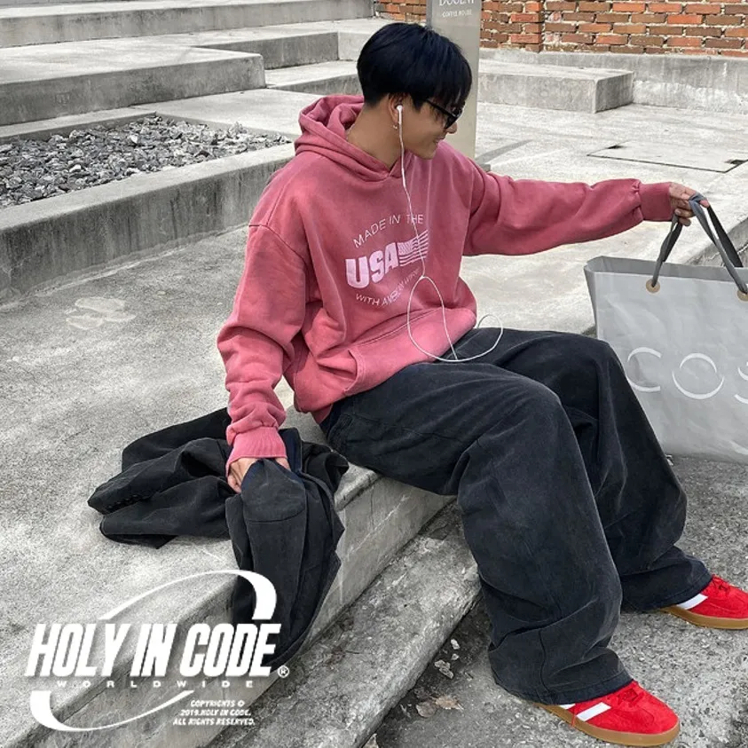 HOLY IN CODE  |Unisex Sweat Street Style Bi-color Long Sleeves Cotton