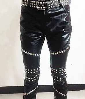 Idopy Gothic Punk Rock Rivet Faux Leather Pants - Perfect for Nightclub Fashion with a Unique and Edgy Style