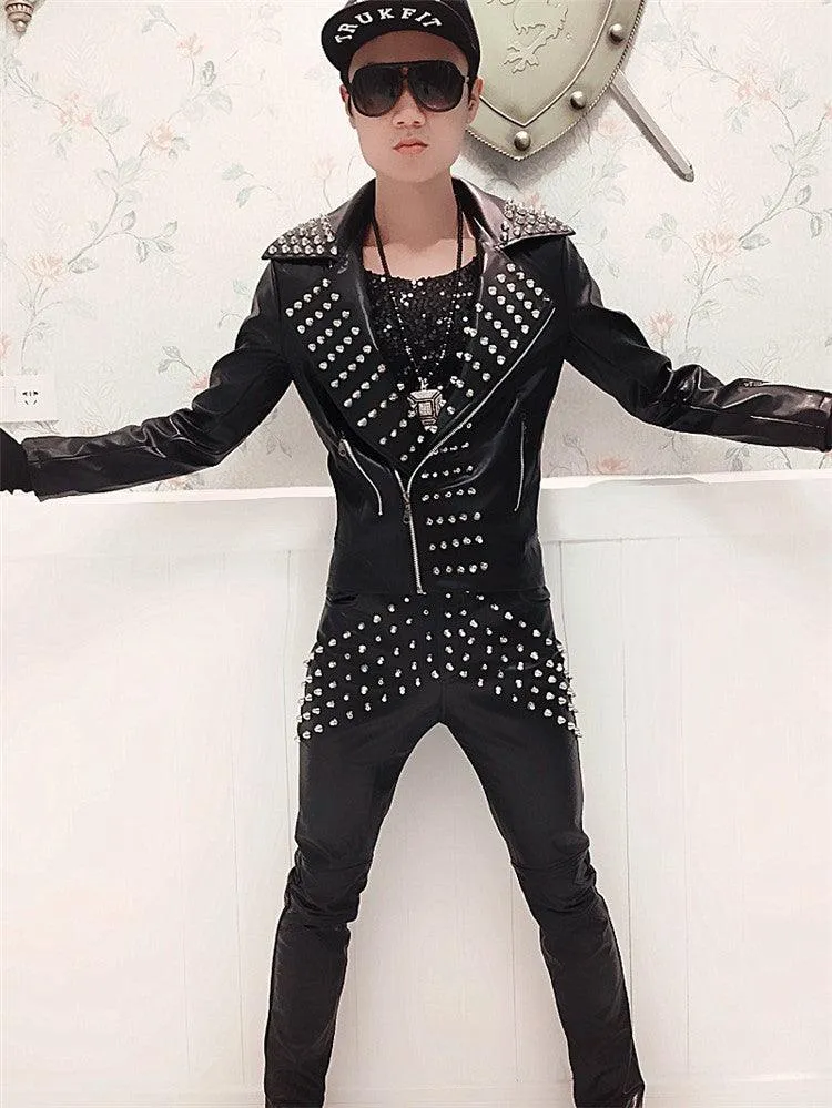 Idopy Gothic Punk Rock Rivet Faux Leather Pants - Perfect for Nightclub Fashion with a Unique and Edgy Style