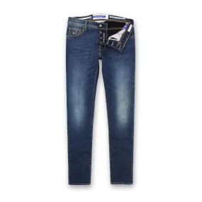 Jacob Cohen - M07 Nick Super Slim Blue Jeans with Orange Badge