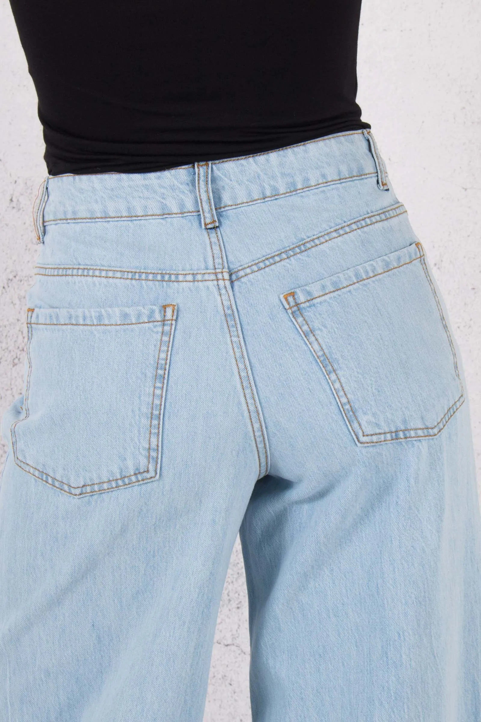 Jeans Gamba Ampia Denim Chiaro