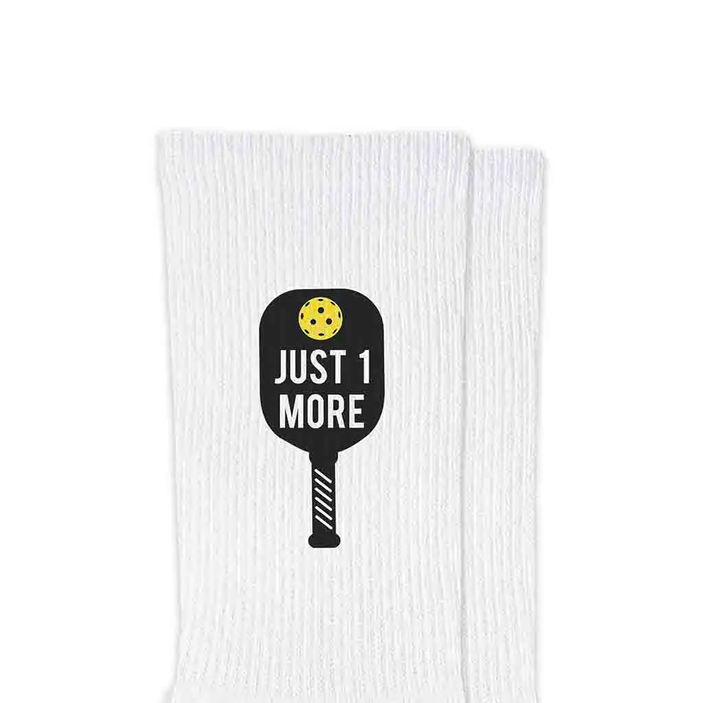 Just One More (Game) Pickleball Crew Socks for Him and Her