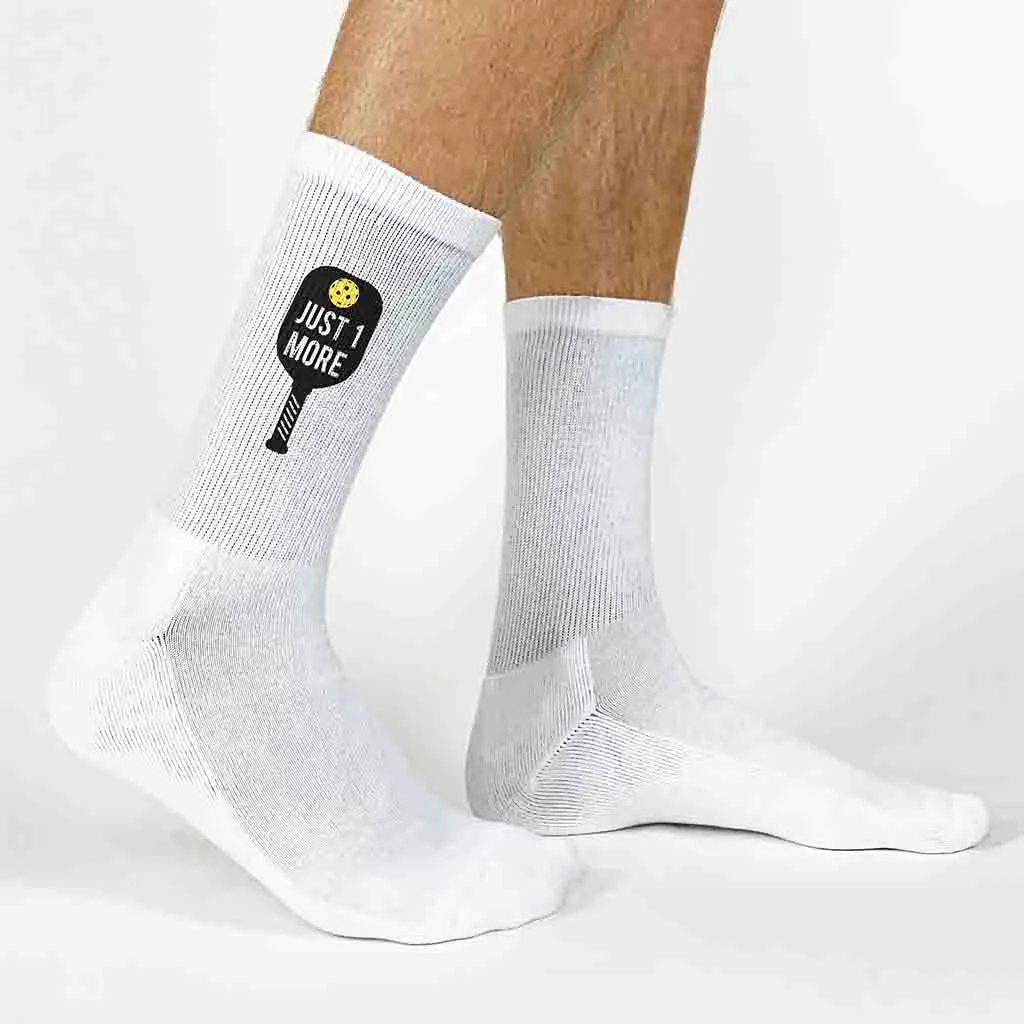 Just One More (Game) Pickleball Crew Socks for Him and Her