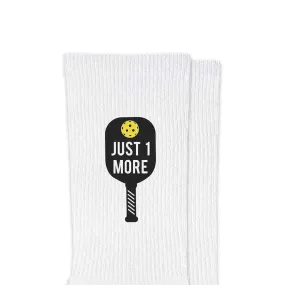 Just One More (Game) Pickleball Crew Socks for Him and Her