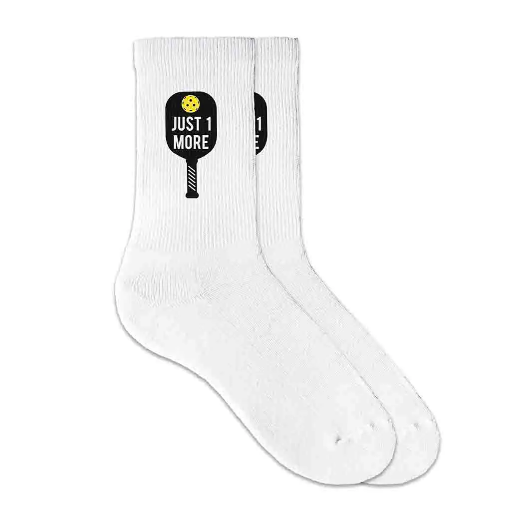 Just One More (Game) Pickleball Crew Socks for Him and Her