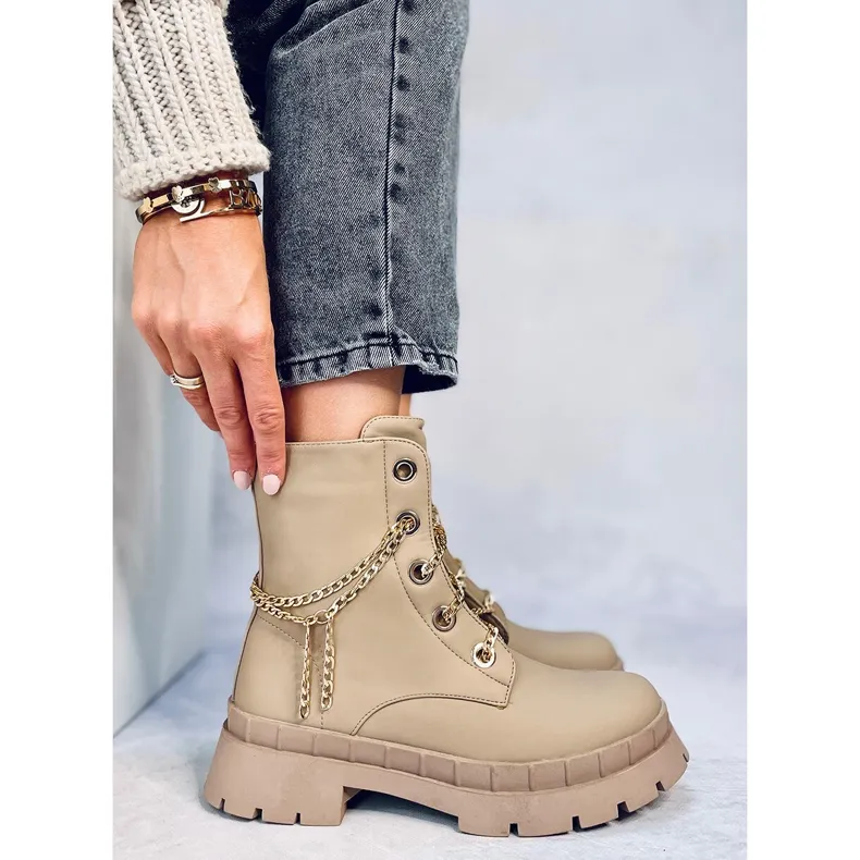 Lace-up boots Lohan Apricot beige