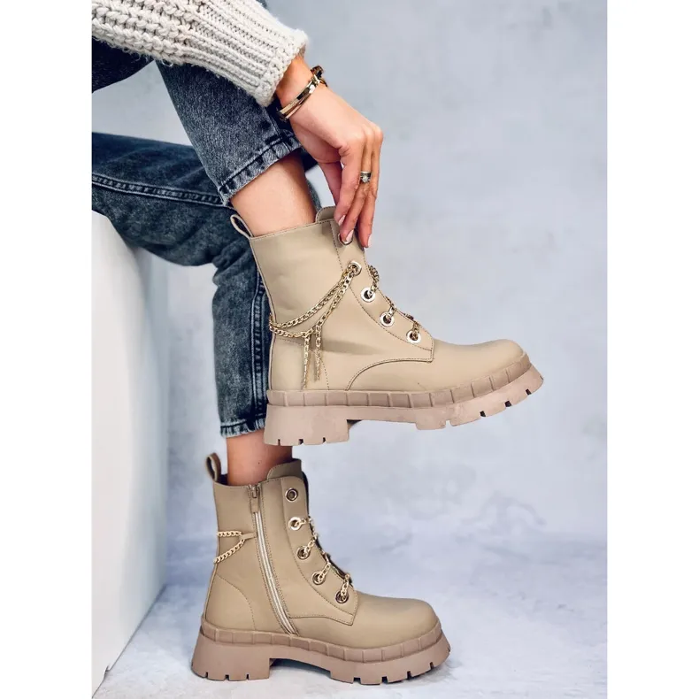 Lace-up boots Lohan Apricot beige