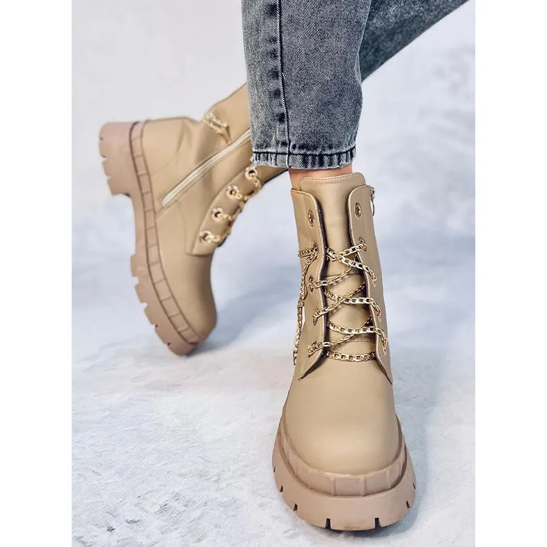 Lace-up boots Lohan Apricot beige