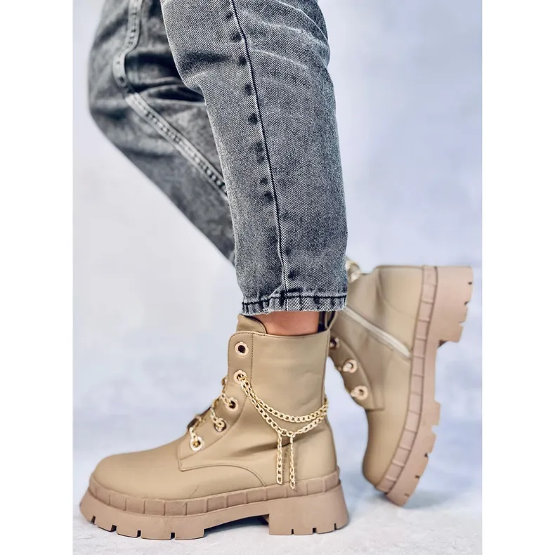 Lace-up boots Lohan Apricot beige