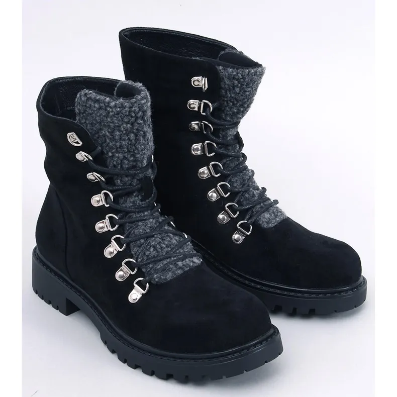 Leggs Black lace-up boots