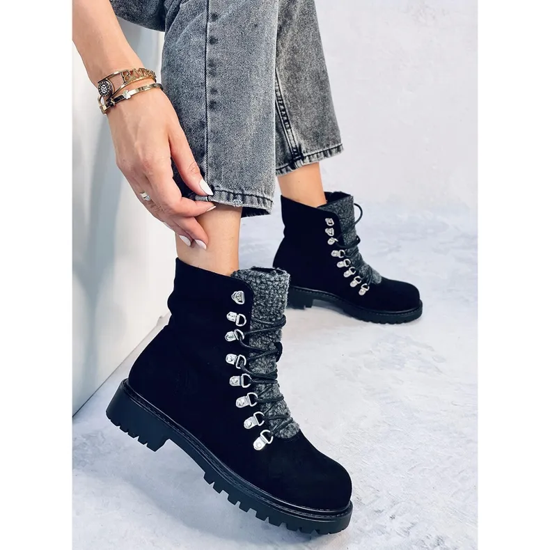 Leggs Black lace-up boots