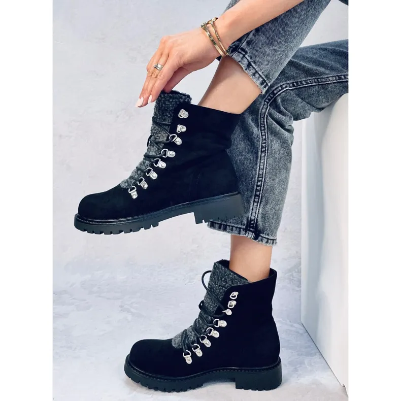 Leggs Black lace-up boots