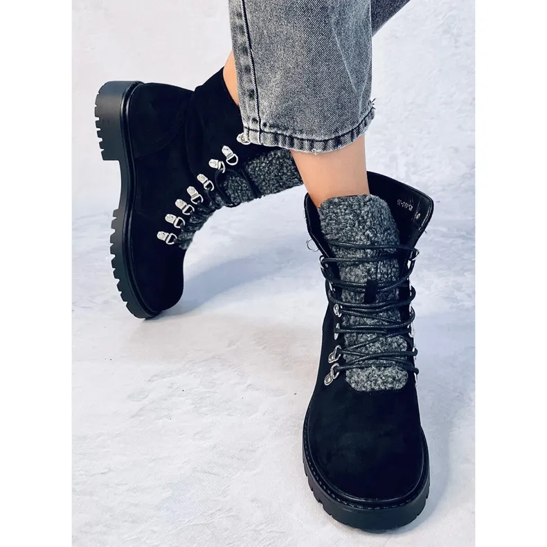 Leggs Black lace-up boots