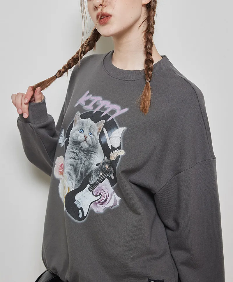 LUV IS TRUE  |Crew Neck Street Style U-Neck Long Sleeves