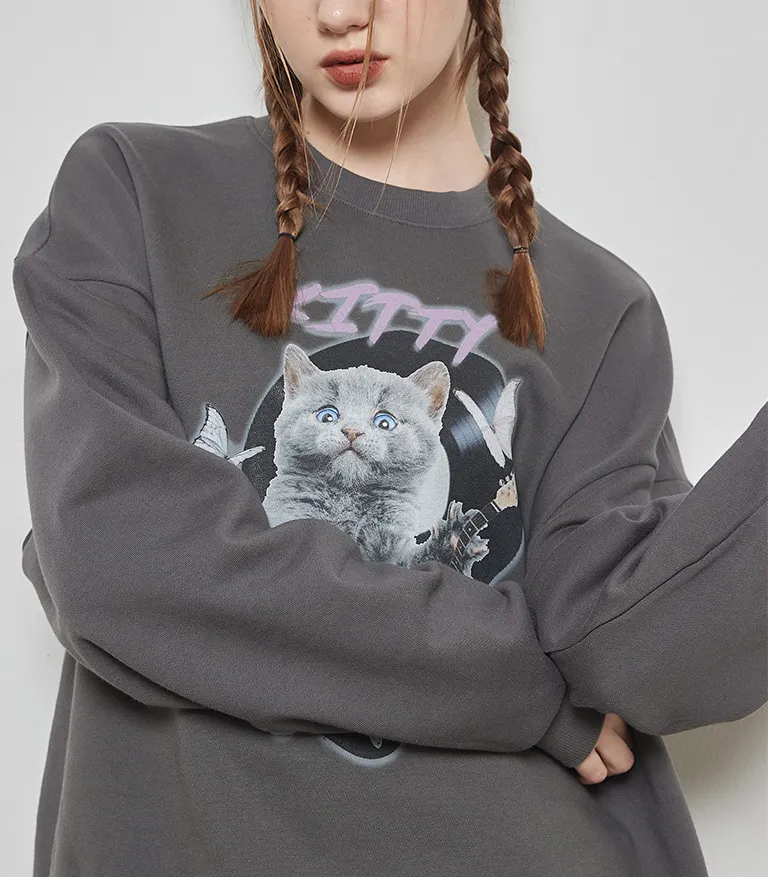 LUV IS TRUE  |Crew Neck Street Style U-Neck Long Sleeves