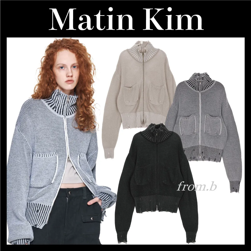 Matin Kim  |Casual Style Wool Rib Street Style Long Sleeves Plain