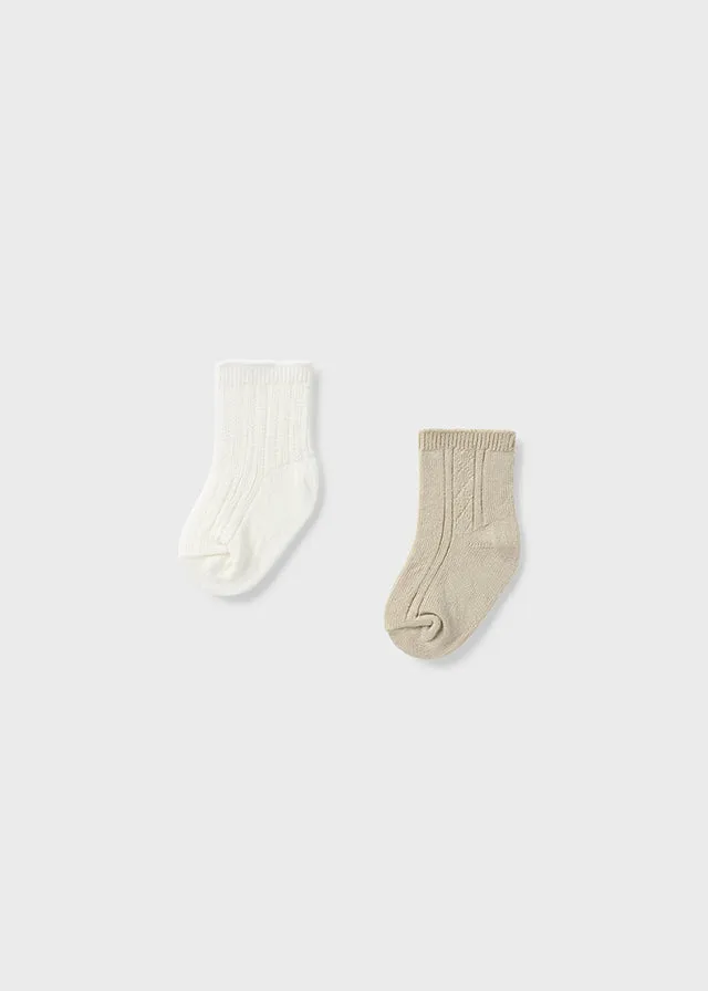 Mayoral 2 socks set for newborn boy - Linen