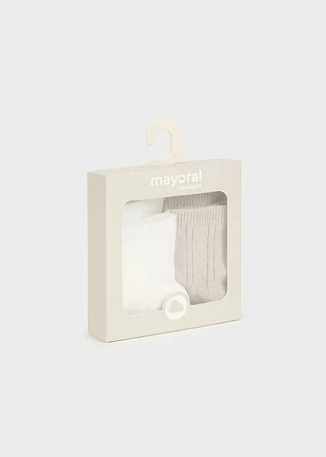 Mayoral 2 socks set for newborn boy - Linen