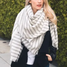 Mckayla Stripe Knit Blanket Scarf in More Colors