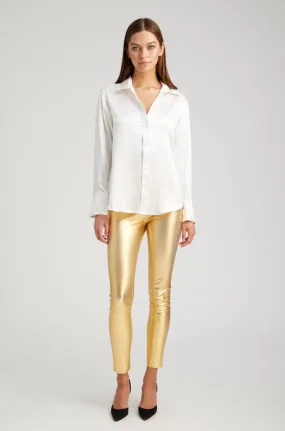 Metallic Gold Leather Ankle Leggings