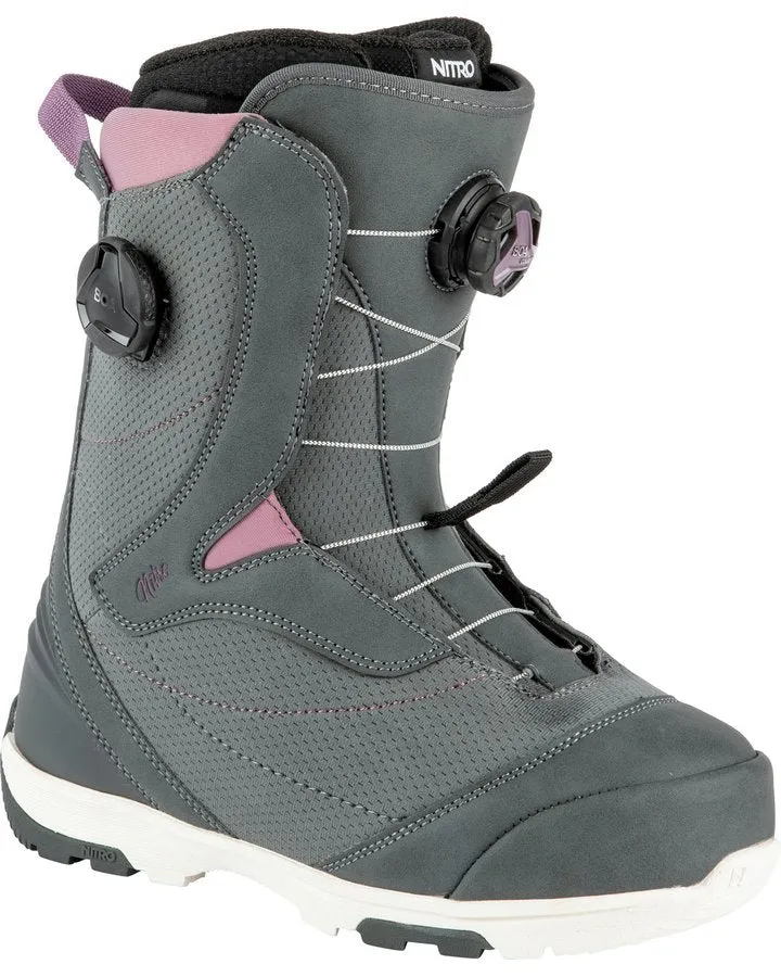 Nitro Cypress BOA Dual Womens Snowboard Boots - Charcoal/Purple - 2022