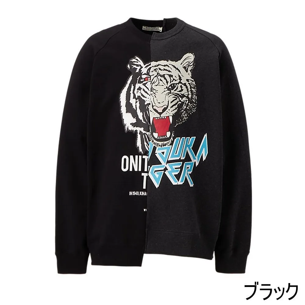 Onitsuka Tiger  |Crew Neck Unisex Street Style Bi-color Long Sleeves Plain