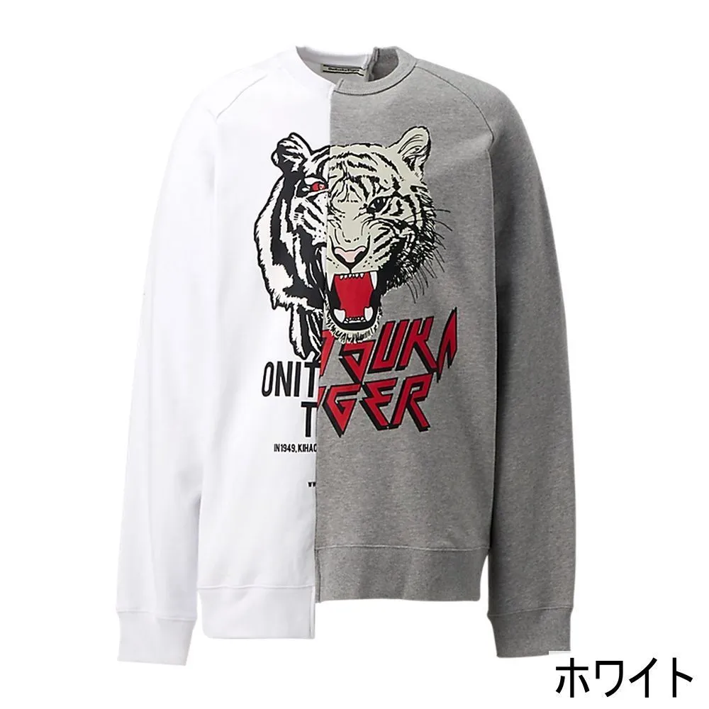 Onitsuka Tiger  |Crew Neck Unisex Street Style Bi-color Long Sleeves Plain