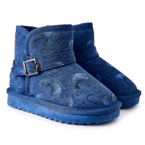 PA1 Children's Snow Boots With Fur Navy Blue Kawai