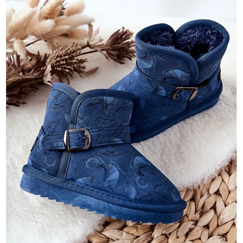 PA1 Children's Snow Boots With Fur Navy Blue Kawai