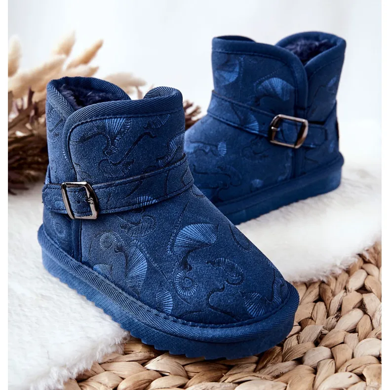 PA1 Children's Snow Boots With Fur Navy Blue Kawai