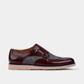 Palmer Burgundy Leather Monk Strap Sneakers