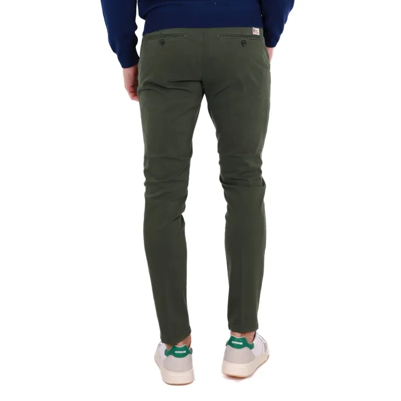 PANTALONE UOMO CHINOS IN GABARDINE DI COTONE, VERDE