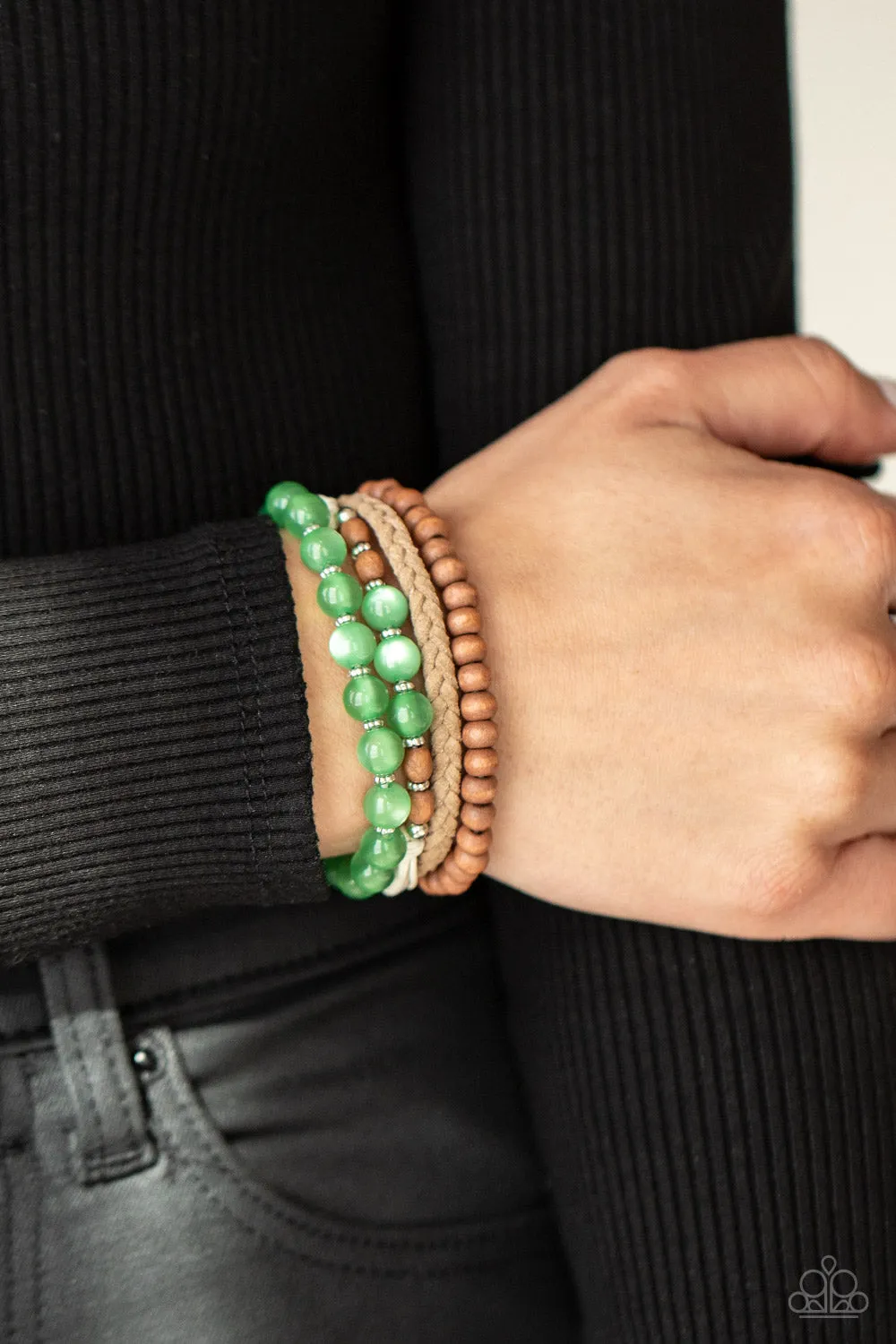 Paparazzi Down HOMESPUN - Green Urban Bracelet