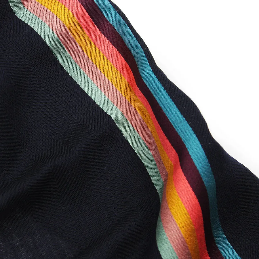 Paul Smith - Central Stripe Wool/Silk Scarf in Navy