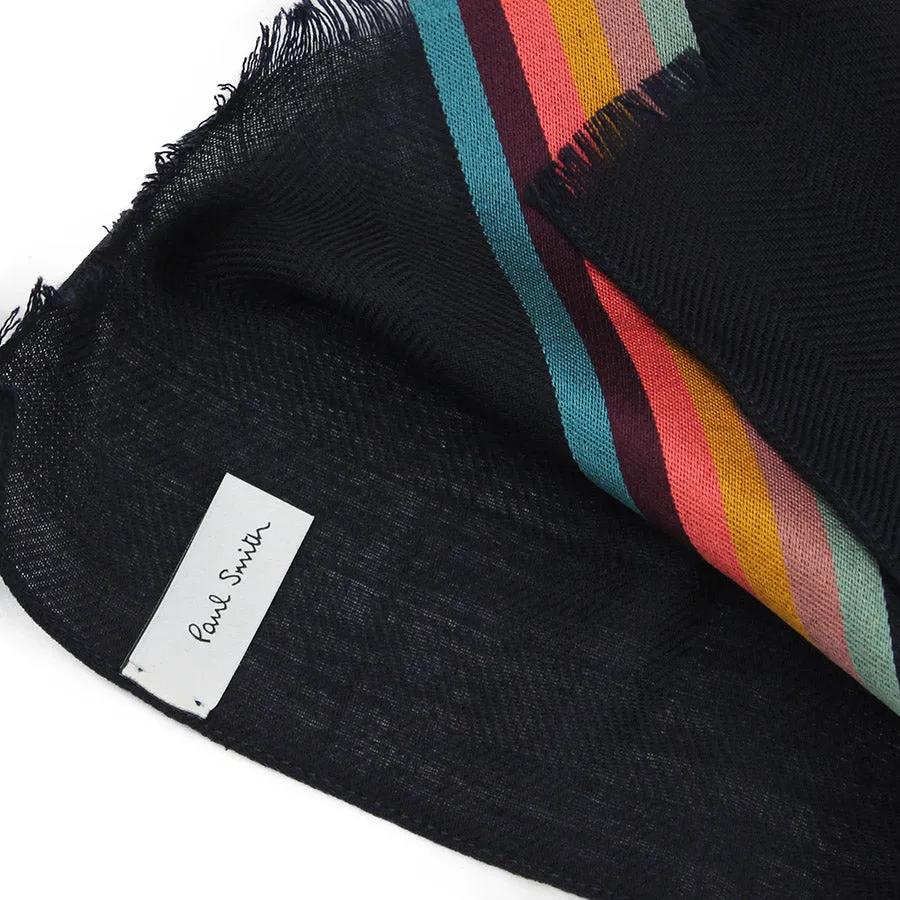 Paul Smith - Central Stripe Wool/Silk Scarf in Navy