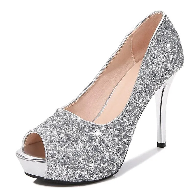 Peep Toe Bling High Heels