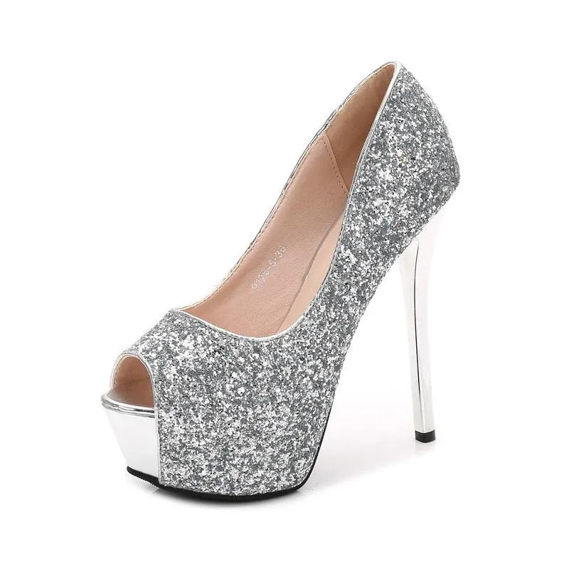 Peep Toe Bling High Heels