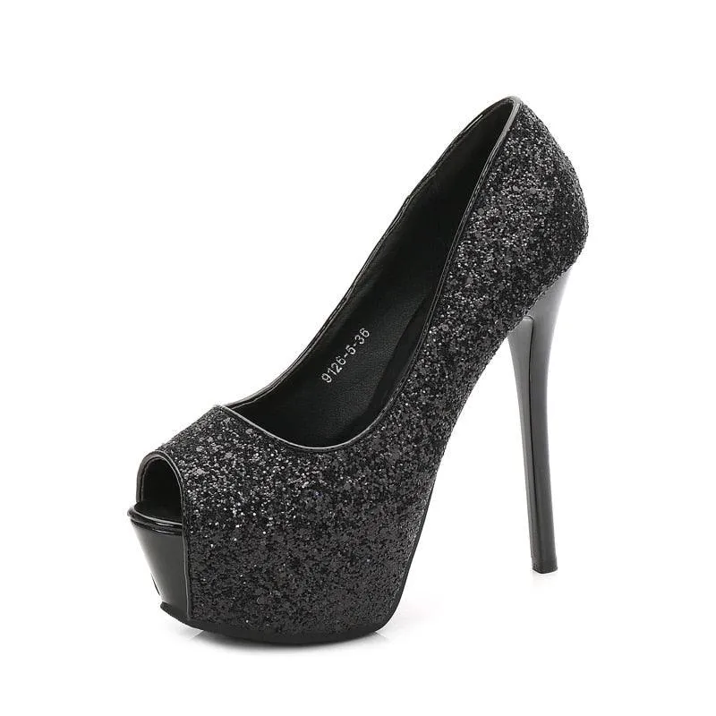 Peep Toe Bling High Heels