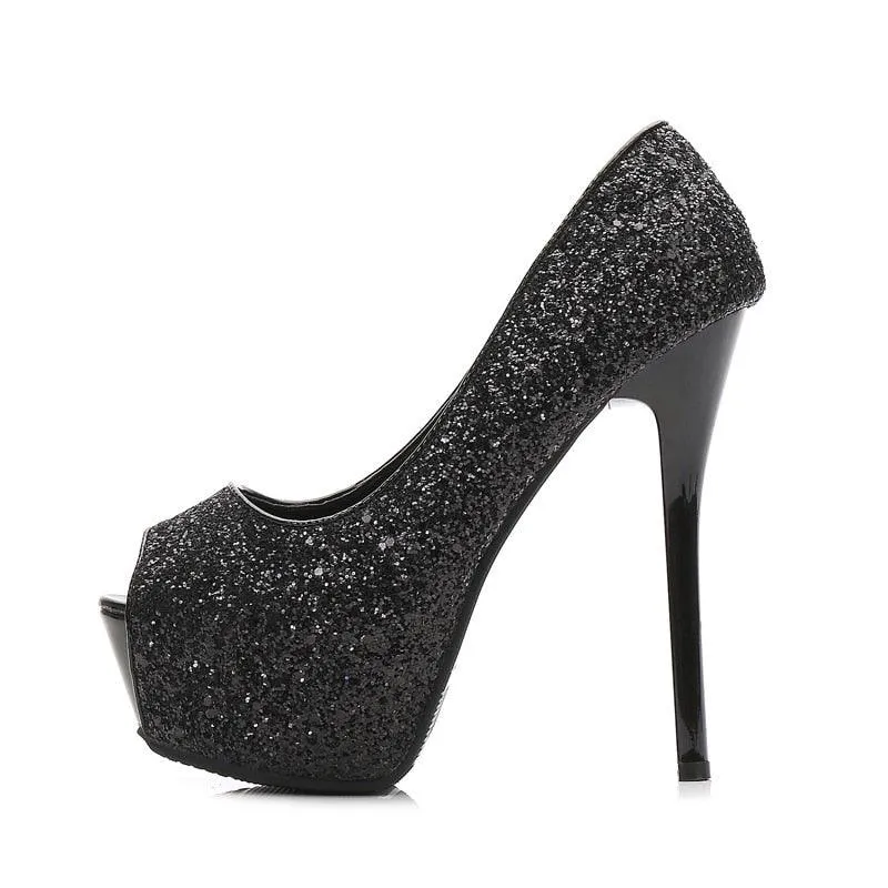 Peep Toe Bling High Heels