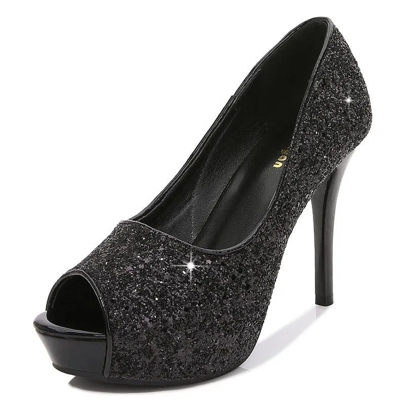 Peep Toe Bling High Heels