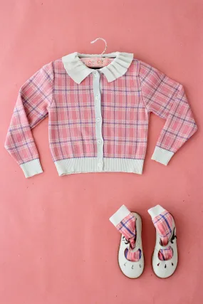 Pink check cardigan