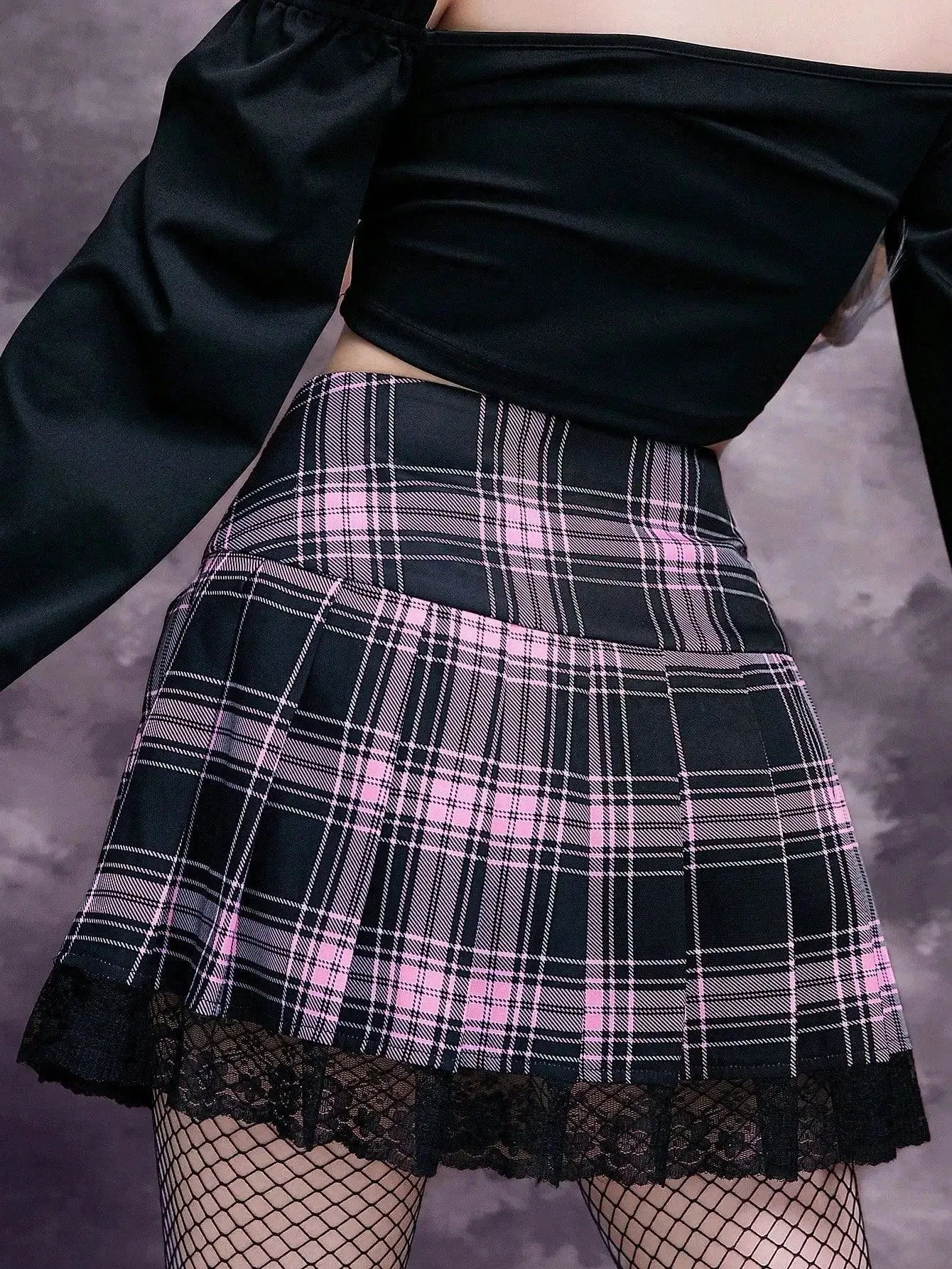 Pink Plaid Mini Skirt