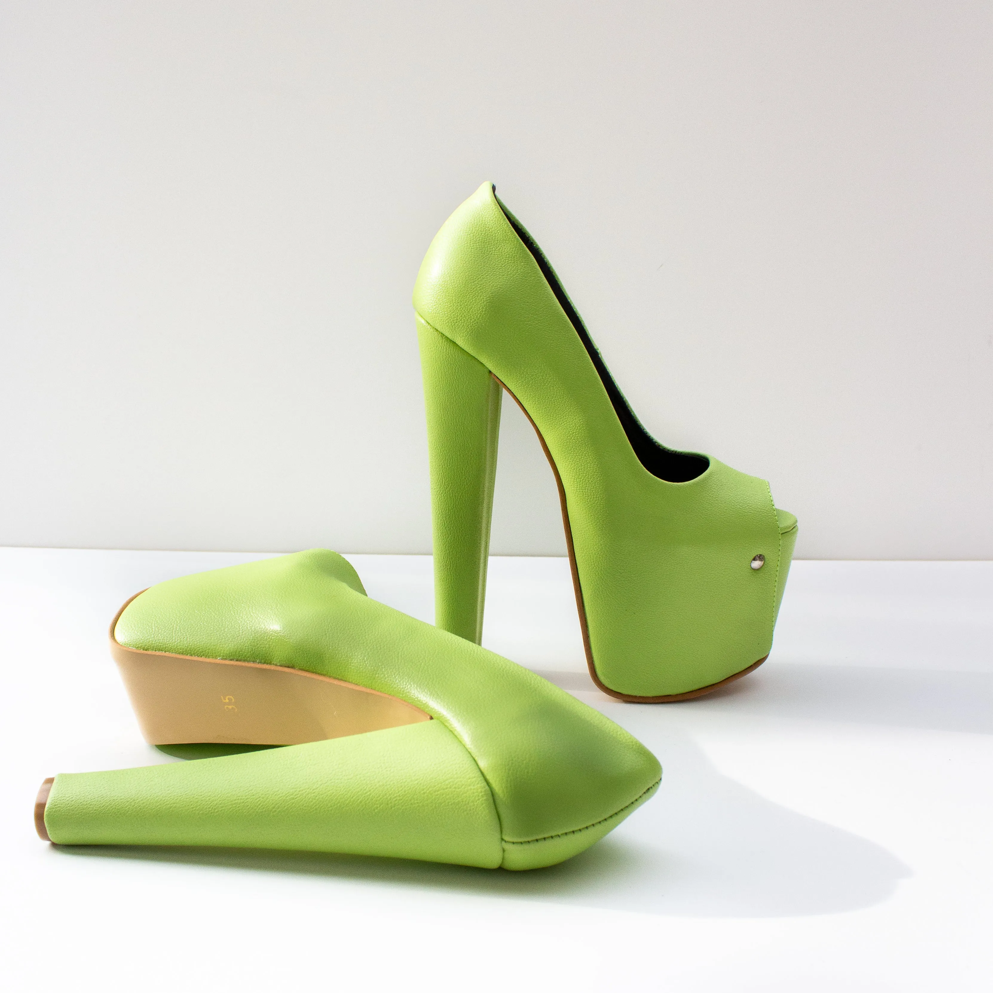 Pistachio Green Chunky Platform Heels