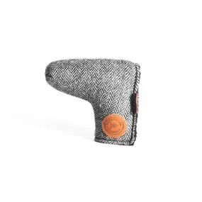 Redan putter cover in Harris Tweed  Black and White Herringbone