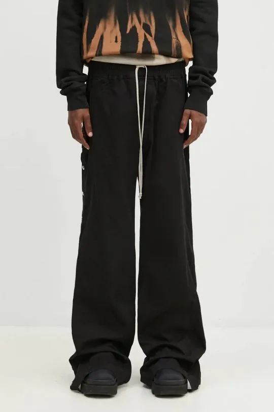 Rick Owens cotton trousers Pusher black color DU02D2393.TW